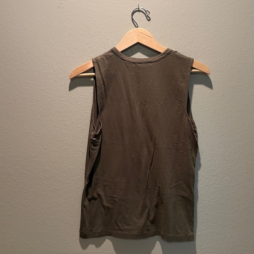 American Living Women's Olive Ruffle Neck Sleeveless Cotton Blouse Top Size L - Picture 3 of 16